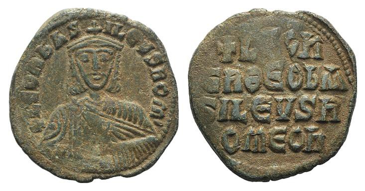 Leo VI (886-912). Æ 40 Nummi (27mm, 8.48g, 6h). Constantinople. Facing bust, wea...