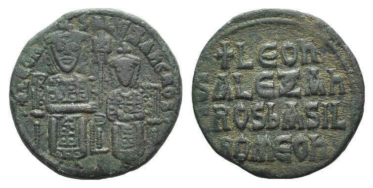 Leo VI and Alexander (886-912). Æ 40 Nummi (25mm, 6.85g, 6h). Constantinople, 88...