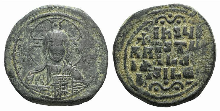 Anonymous, c. 976-1025. Æ 40 Nummi (34mm, 17.46g, 6h), Constantinople. Facing bu...