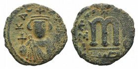 Islamic, Arab-Byzantine, Umayyad Caliphate. temp. 'Abd al-Malik ibn Marwan (AH 65-86 / AD 685-705). Æ Fals (20mm, 3.64g, 6h). Hims (Emesa), c. 685-690...
