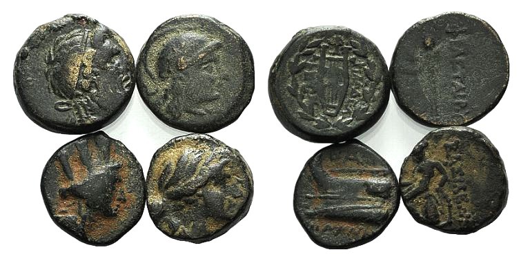 Lot of 4 Greek Æ coins, including Philetairos (Mysia), Philadelphia (Lydia), Pho...