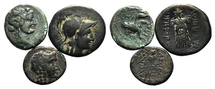 Lot of 3 Greek Æ coins, including Pergamos and Seleukid kings, to be catalog. Lo...