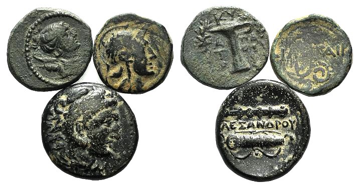 Lot of 3 Greek Æ coins, including Alexander and Kyzikos, to be catalog. Lot sold...