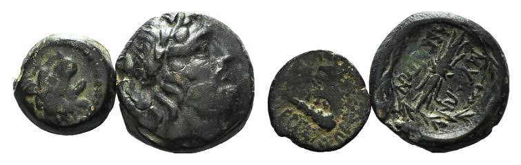 Lot of 2 Greek Æ coins, including Phrygia, Abbaitis and Seleukid Empire, Antioch...