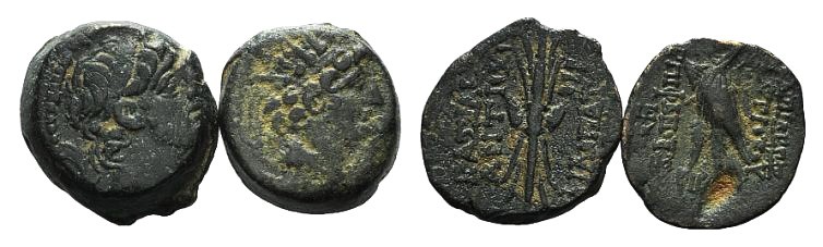 Seleukid Empire, lot of 2 Æ coins (Antiochos VIII and Antiochos IX). Lot sold as...