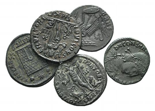 Lot of 5 Roman Imperial Æ coins, including Licinius, Constantine and Constans, t...