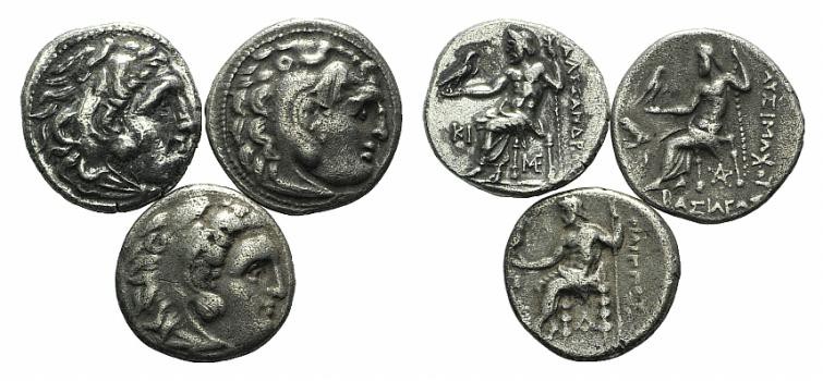Lot of 3 Drachms of Alexander the Great. Lot sold as it, no returns