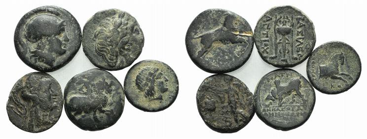 Lot of 5 Greek Æ coins, to be catalog. Lot sold as it, no returns