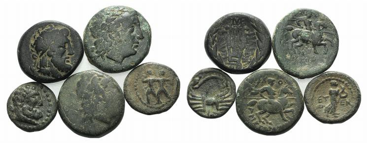 Lot of 5 Greek Æ coins, to be catalog. Lot sold as it, no returns