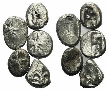 Lot of 5 Siglos of the Achaemenid Empire. Lot sold as it, no returns