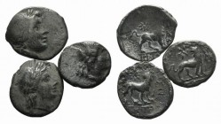 Lot of 3 Hemidrachms of Miletos. Lot sold as it, no returns