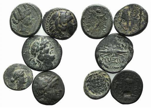 Lot of 5 Greek Æ coins, to be catalog. Lot sold as it, no returns