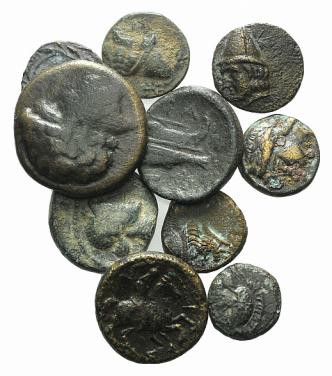 Lot of 10 Greek Æ coins, to be catalog. Lot sold as it, no returns