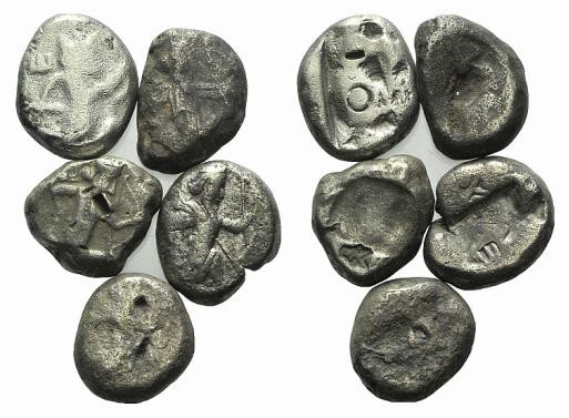 Lot of 5 Siglos of the Achaemenid Empire. Lot sold as it, no returns
