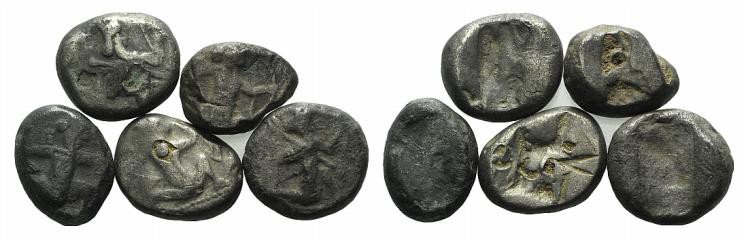 Lot of 5 Siglos of the Achaemenid Empire. Lot sold as it, no returns