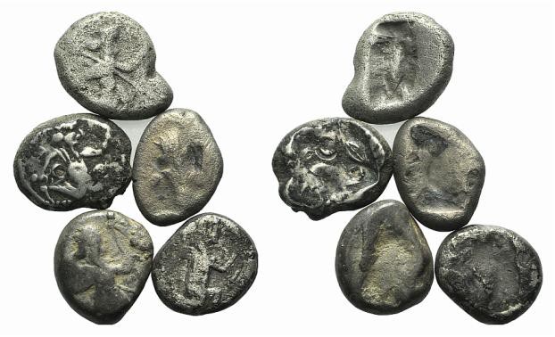 Lot of 5 Siglos of the Achaemenid Empire. Lot sold as it, no returns