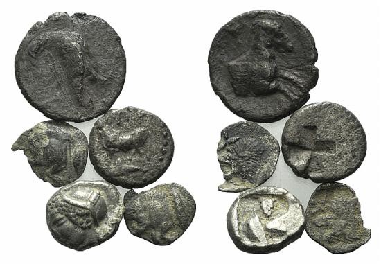 Lot of 5 Greek AR coins, to be catalog. Lot sold as it, no returns