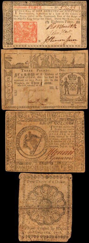 Colonial Notes

Lot of (4) Colonial & Continental Notes. Fine to Very Fine. In...