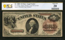 Legal Tender Notes

Fr. 30. 1880 $1 Legal Tender Note. PCGS Banknote Very Fine 20.

Large brown seal. Bruce-Wyman signature combination.

Estima...