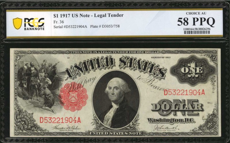Legal Tender Notes

Fr. 36. 1917 $1 Legal Tender Note. PCGS Banknote Choice Ab...