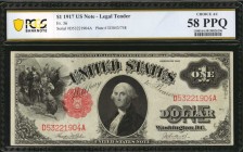 Legal Tender Notes

Fr. 36. 1917 $1 Legal Tender Note. PCGS Banknote Choice About Uncirculated 58 PPQ.

Dark red overprints & attractive embossing...