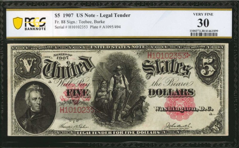 Legal Tender Notes

Fr. 88. 1907 $5 Legal Tender Note. PCGS Banknote Very Fine...