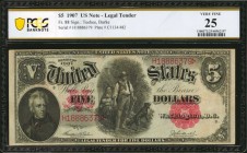 Legal Tender Notes

Fr. 88. 1907 $5 Legal Tender Note. PCGS Banknote Very Fine 25.

A Very Fine example of this popular Wood Chopper $5.

Estima...