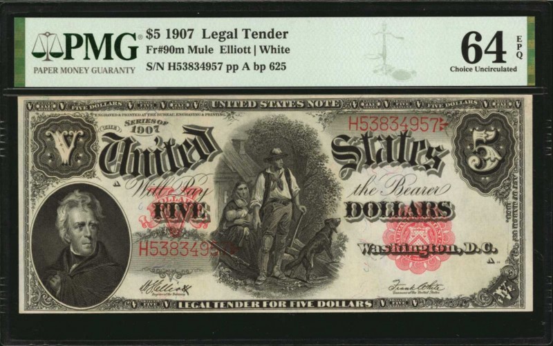 Legal Tender Notes

Fr. 90m. 1907 $5 Legal Tender Mule Note. PMG Choice Uncirc...