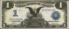 Silver Certificates

Fr. 230. 1899 $1 Silver Certificate. Very Fine.

A black eagle silver certificate found here in Very Fine condition. Staining...