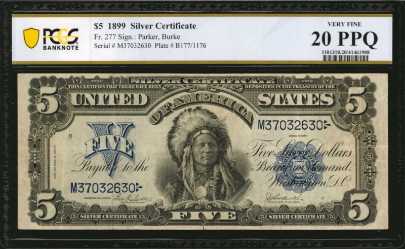 Silver Certificates

Fr. 277. 1899 $5 Silver Certificate. PCGS Banknote Very F...