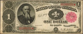 Treasury Note

Fr. 350. 1891 $1 Treasury Note. Choice Very Fine.

An open back treasury note, which is found in Choice Very Fine condition. Pinhol...