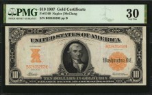 Gold Certificates

Fr. 1169. 1907 $10 Gold Certificate. PMG Very Fine 30.

An attractive Very Fine example of this 1907 Ten.

Estimate: $ 300 - ...