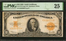 Gold Certificates

Fr. 1173. 1922 $10 Gold Certificate. PMG Very Fine 25.

Large serial number variety.

Estimate: $ 150 - 250