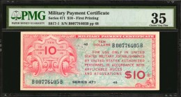 Military Payment Certificate

Military Payment Certificate. Series 471. $10. PMG Choice Very Fine 35.

Frist printing. PMG comments "Minor Repairs...