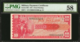 Military Payment Certificate

Military Payment Certificate. Series 661. $10. PMG Choice About Uncirculated 58.

First printing. Printed in dark re...