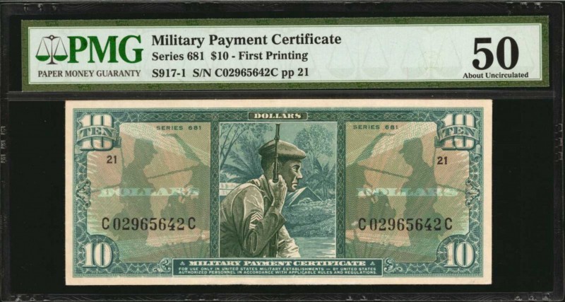 Military Payment Certificate

Military Payment Certificate. Series 681. $10. P...