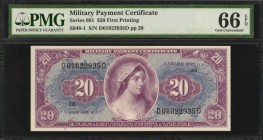 Military Payment Certificate

Military Payment Certificate. Series 691. $20. PMG Gem Uncirculated 66 EPQ.

First Printing. Good color is found on ...