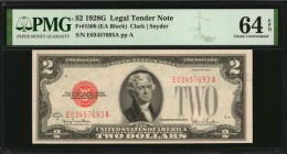 Legal Tender Notes

Fr. 1508. 1928G $2 Legal Tender Note. PMG Choice Uncirculated 64 EPQ.

A dark design stands out on bright paper on this nearly...