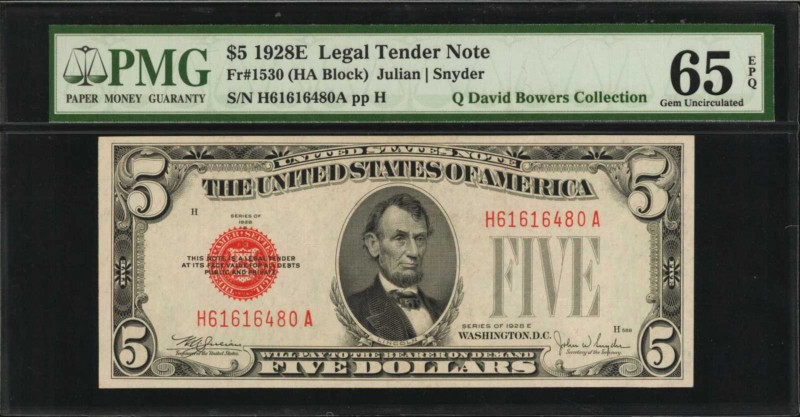 Legal Tender Notes

Fr. 1530. 1928E $5 Legal Tender Note. PMG Gem Uncirculated...