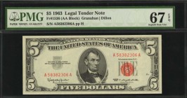 Legal Tender Notes

Fr. 1536. 1963 $5 Legal Tender Note. PMG Superb Gem Uncirculated 67 EPQ.

PMG comments "Great Embossing."

Estimate: $ 60 - ...