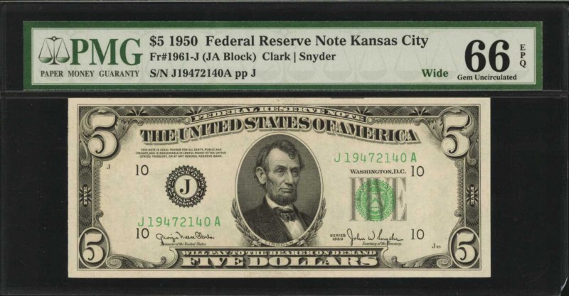 Federal Reserve Notes

Fr. 1961-J. 1950 $5 Federal Reserve Note. Wide. Kansas ...