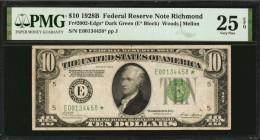 Federal Reserve Notes

Fr. 2002-Edgs*. 1928B $10 Federal Reserve Star Note. Richmond. PMG Very Fine 25 EPQ.

A evenly circulated example of this s...