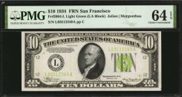 Federal Reserve Notes

Fr. 2004-L. 1934 $10 Federal Reserve Note. San Francisco. PMG Choice Uncirculated 64 EPQ.

A nearly Gem offering of this 19...