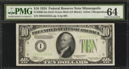 Federal Reserve Notes

Fr. 2005-Im. 1934 $10 Federal Reserve Mule Note. Minneapolis. PMG Choice Uncirculated 64.

Dark green seal variety. A Choic...