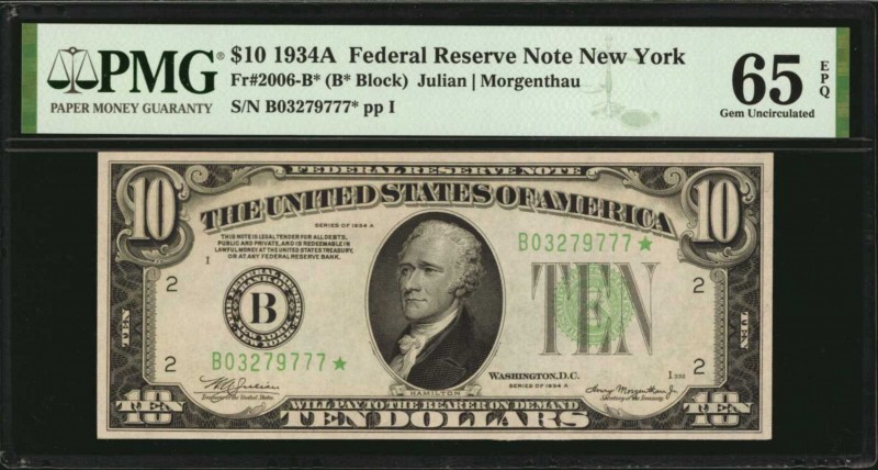 Federal Reserve Notes

Fr. 2006-B*. 1934A $10 Federal Reserve Mule Note. New Y...