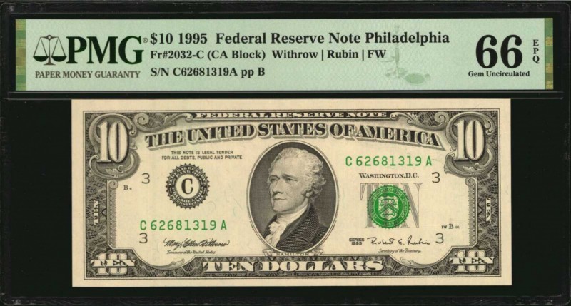 Federal Reserve Notes

Lot of (5) Fr. 2032-C & 2032-F. 1995 $10 Federal Reserv...