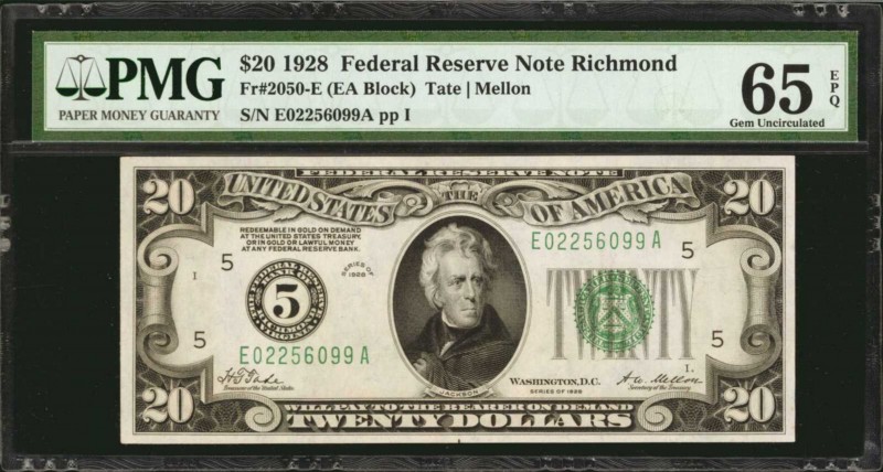Federal Reserve Notes

Fr. 2050-E. 1928 $20 Federal Reserve Note. Richmond. PM...