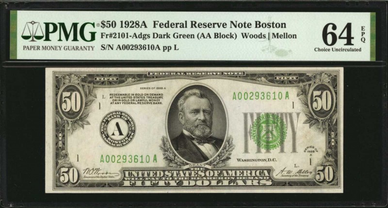 Federal Reserve Notes

Fr. 2101-Adgs. 1928A $50 Federal Reserve Note. Boston. ...