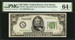Federal Reserve Notes

Fr. 2101-Adgs. 1928A $50 Federal Reserve Note. Boston. PMG Choice Uncirculated 64 EPQ.

An early small size $50 which offer...