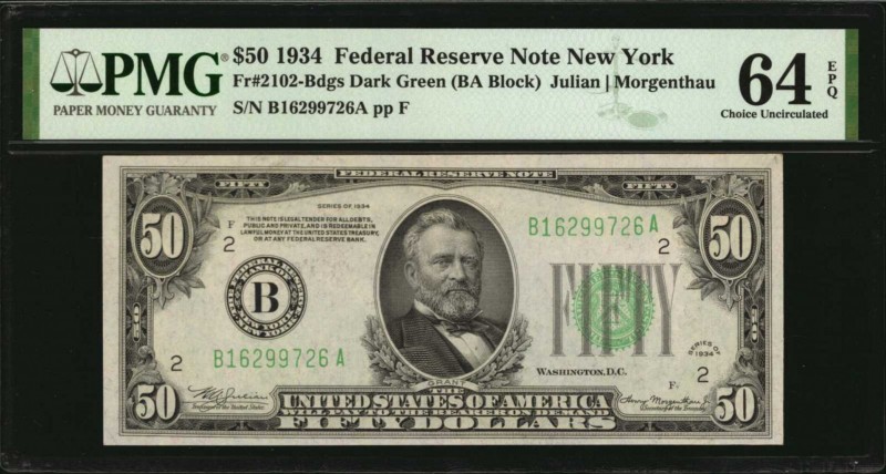 Federal Reserve Notes

Fr. 2102-Bdgs. 1934 $50 Federal Reserve Note. New York....